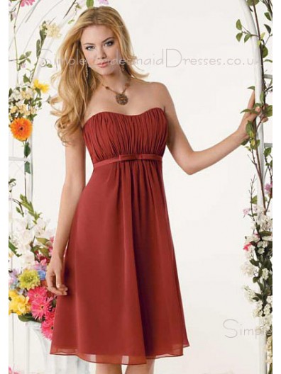 Empire A-line Draped/Ruffles Burgundy Sleeveless Bridesmaid Dress