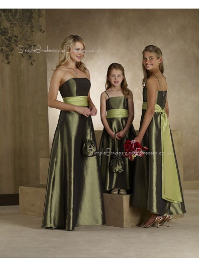 Ruffles/Sash Natural A-line Green Sleeveless Bridesmaid Dress