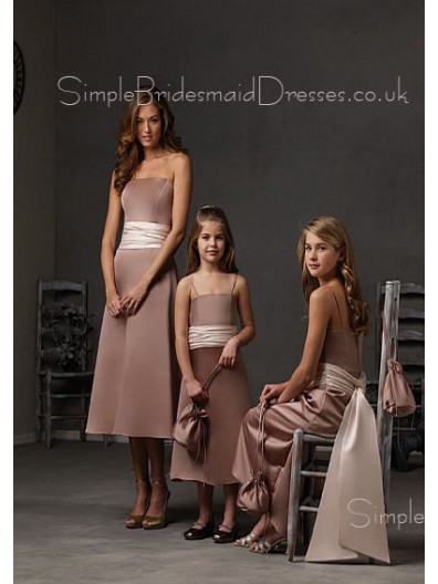 A-line Strapless Blush Zipper Sash Bridesmaid Dress