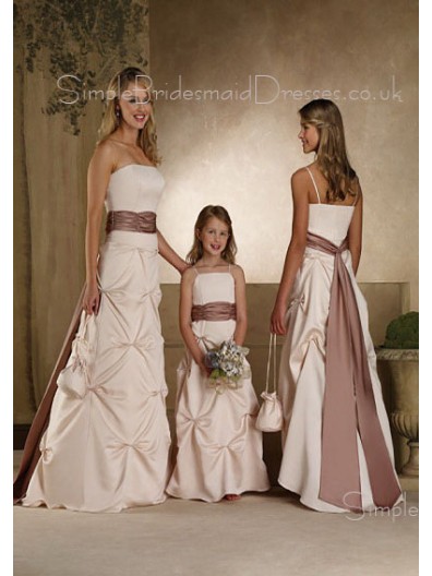 A-line Ruffles/Sash Satin Natural Ivory Bridesmaid Dress