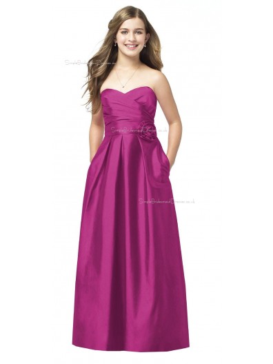 Sweetheart Floor-length A-line Strapless Satin Junior Bridesmaid Dresses