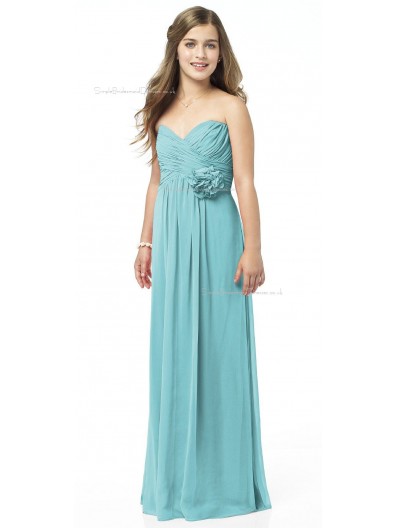 Sweetheart Floor-length Strapless Chiffon Blue Junior Bridesmaid Dresses