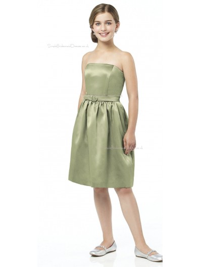 Spaghetti Sage Strapless Straps A-line Junior Bridesmaid Dresses