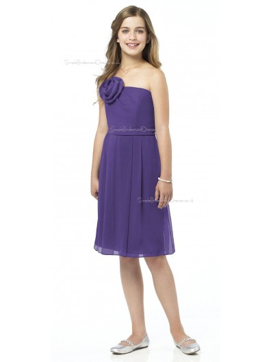 Spaghetti Chiffon A-line Straps Grape Junior Bridesmaid Dresses