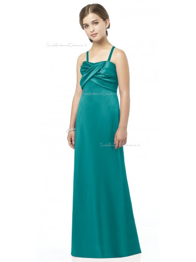 Floor-length Satin Spaghetti A-line Sweetheart Junior Bridesmaid Dresses