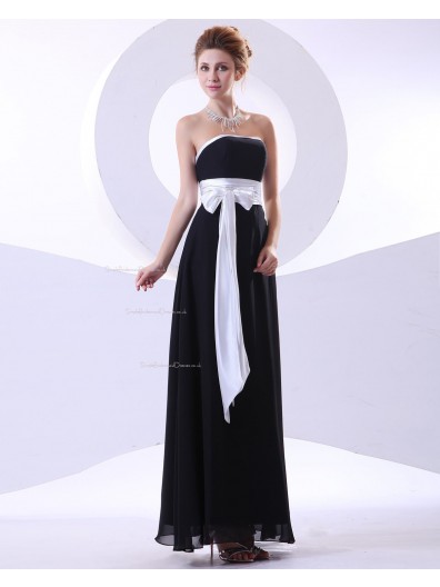 Strapless Floor-length Black Empire Ruffles/Draped/Sash/Bow A-line Sleeveless Chiffon Zipper Bridesmaid Dress