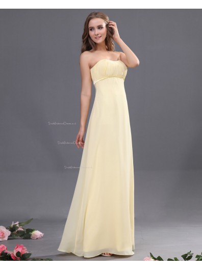 Zipper Ruffles/Draped Sleeveless Sheath Chiffon Daffodil Natural Sweetheart Floor-length Bridesmaid Dress