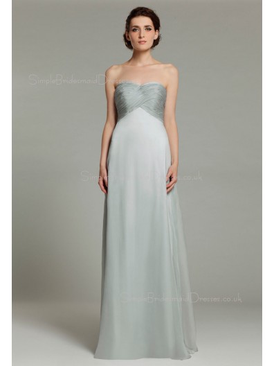 Sweetheart Sleeveless Empire Ruffles Silver Chiffon Zipper Floor-length A-line Bridesmaid Dress