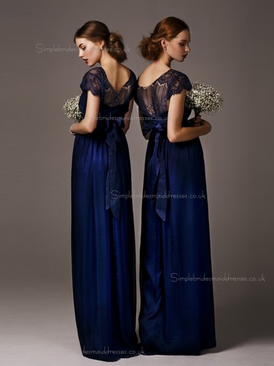 Luxury Stylish Lace Navy Floor Length Bridesmaid dresses