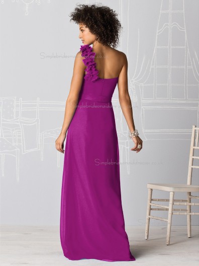 Cheap Stylish Persian Plum One Shoulder Floor Length Bridesmaid dresses