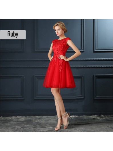 Short Pearl Pink Bridesmaid Dress 2018 Elegant A-Line Red Formal Party Dresses Evening Gown