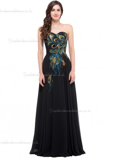 Hot Sale Elegant Sweetheart Peacock Chiffon Bridesmaid Dresses
