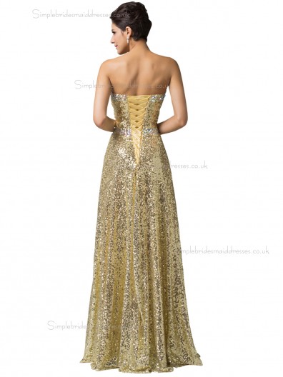 Luxury Golden Sweetheart  Long Sequins Formal Elegant Bridesmaid dress / Evening Dress