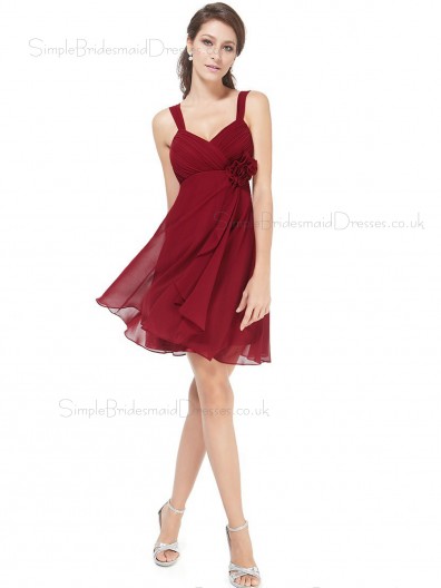 Budget Romantica Burgundy A  Line Chiffon Short (Knee Length) Chiffon Bridesmaid dress / Cocktail Dress