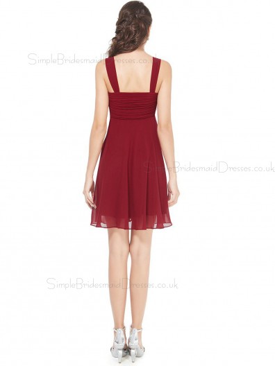 Budget Romantica Burgundy A  Line Chiffon Short (Knee Length) Chiffon Bridesmaid dress / Cocktail Dress