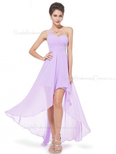 Beautiful Elegant Lilac Long Beading Chiffon Bridesmaid Dress