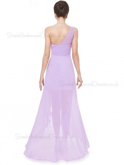 Beautiful Elegant Lilac Long Beading Chiffon Bridesmaid Dress