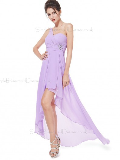 Beautiful Elegant Lilac Long Beading Chiffon Bridesmaid Dress