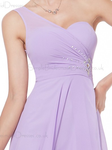 Beautiful Elegant Lilac Long Beading Chiffon Bridesmaid Dress