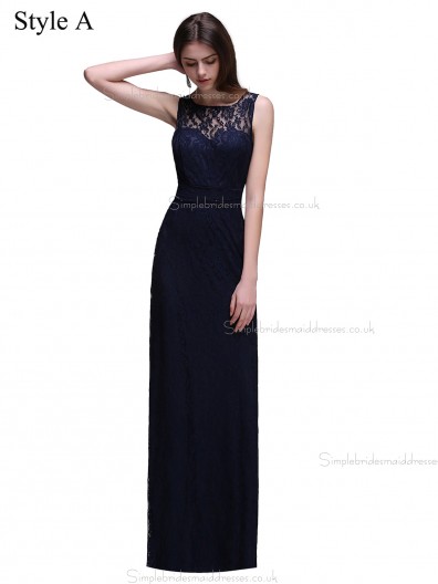 Cheap Amazing Navy Lace Floor-length Chiffon Bridesmaid Dress