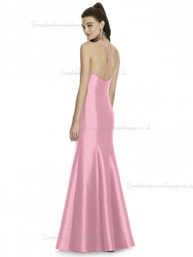 UK Beautiful Romantica Long Candy Pink Sleeveless Memaid Bridesmaid Dress