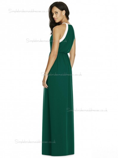 Cheap Amazing Natural Hunter Dark Green Long Chiffon A-line Bridesmaid Dresses