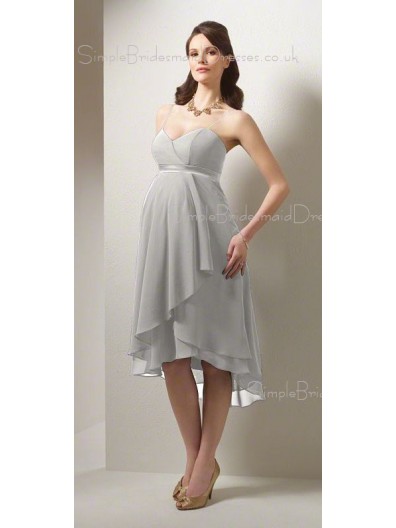 A-line Chiffon V-neck Asymmetrical Champagne Sleeveless Zipper Drop Maternity Bridesmaid Dresses