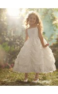 Ivory Ankle Taffeta Length Lace / Beading Ball Gown Bateau Sleeveless Flower Girl Dress