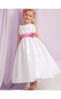 Straps Length Made Flower Ankle Ivory Sleeveless Organza Hand Flower Girl Dress