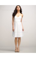 Zipper Sash/Applique Short-length Sleeveless White A-line Natural Lace Sweetheart Bridesmaid Dress