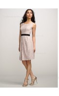 Knee-length A-line Bateau Backless Pink Natural Sleeveless Sash/Applique Lace Bridesmaid Dress