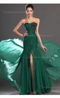 Beading/Applique Zipper Sweep A-line Hunter Chiffon Sleeveless Bateau Dropped Bridesmaid Dress