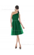 Knee-length One Shoulder Draped Backless A-line Natural Satin Sleeveless Dark Green Bridesmaid Dress