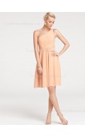 Orange One Shoulder Chiffon Zipper Side Sleeveless Empire Draped Knee-length A-line Bridesmaid Dress