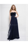 Zipper Empire Sleeveless Bateau Dark Navy Chiffon Flowers Sweep A-line Bridesmaid Dress