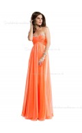 Sweetheart Empire Beading/Applique Zipper Sleeveless Orange Floor-length Chiffon A-line Bridesmaid Dress