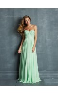 Flowers/Draped Green A-line Backless Sleeveless Chiffon Sweetheart Floor-length Empire Bridesmaid Dress