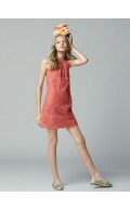 Mini Watermelon Natural A-line Lace High Neck Zipper Applique Sleeveless Bridesmaid Dress