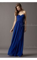 Chiffon Royal Blue Sweetheart Empire Column Sheath Sleeveless Floor-length Ruffles Zipper Bridesmaid Dress