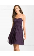 Sleeveless Chiffon Sweetheart Short-length Grape Empire Tiered/Ruched A-line Zipper Bridesmaid Dress