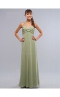 Zipper Sage Sleeveless Bateau Column Sheath Chiffon Floor-length Empire Ruffles/Tiered Bridesmaid Dress