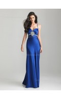 Column Sheath Zipper Satin Empire Floor-length Royal Blue Sweetheart Beading Sleeveless Bridesmaid Dress