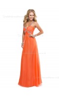 Zipper Sleeveless Column Sheath Chiffon Sweetheart Floor-length Empire Orange Beading Bridesmaid Dress