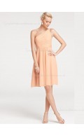 Shoulder Knee-length A-line Sleeveless Zipper Empire Chiffon One Shoulder Ruffles Orange Bridesmaid Dress