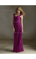 Floor-length Empire Tiered/Draped Straps Chiffon Fuchsia Column Sheath Zipper Sleeveless Bridesmaid Dress