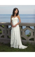 Made Ivory Sweep A-line Chiffon Sleeveless Flower Hand Sweetheart Wedding Dress