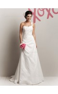 Sweep Sleeveless One Applique / Beading Ivory Shoulder A-line Taffeta Wedding Dress