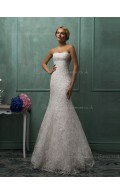 Bateau Organza Mermaid Sweep Sleeveless Ivory Applique Wedding Dress
