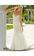 Beading Sweetheart Ivory Floor-length Satin Mermaid Sleeveless Wedding Dress