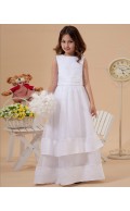 A line Sleeveless Organza/Satin Scoop Ivory Floor length Zipper Sash/Bow Flower Girl Dress